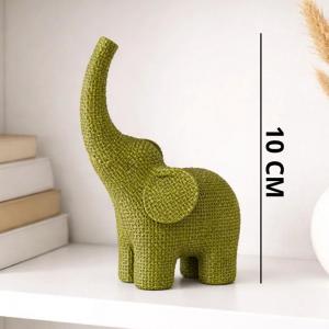 Elefante Decorativo Verde Musgo 10Cm, Plástico, Decoração Moderna