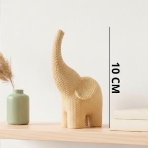 Elefante Decorativo Bege Plástico 10Cm Decoração Delicada Presente