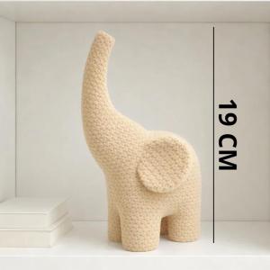 Elefante Decorativo Bege 19Cm em Plástico para Decoração Moderna