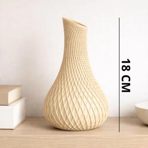 Vaso Decorativo Plástico Bege 18Cm Elegante para Casa e Jardim