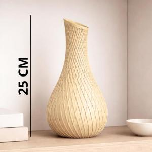 Vaso Decorativo Bege Grande 25Cm Plástico Resistente para Decoração