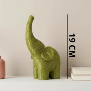 Elefante Decorativo Verde Musgo em Plástico 19Cm Alta Qualidade