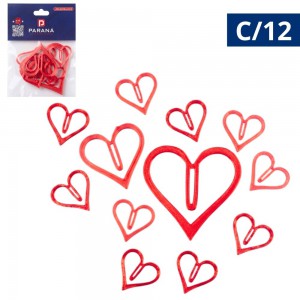 Clips Coração Plástico Marcador Página Fofo 3 Tamanhos Kit 12 Peças