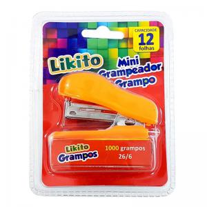 Grampeador Mini Likito Colorido 12 Folhas Escritório