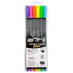 Caneta Fineliner 0,4Mm Colorida Neon com 6 Unidades - Lyke
