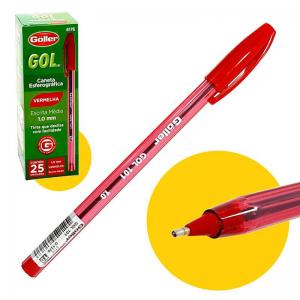 Caneta Esferográfica 1.0Mm Gol Vermelha Caixa com 25 Unidades - Goller