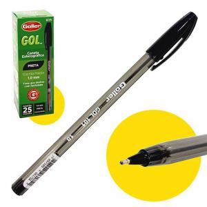 Caneta Esferográfica Gol 0.7Mm Preta Caixa com 25 Unidades - Goller