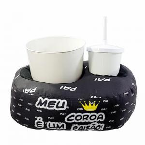 Pipoqueira com 1 Balde e 1 Copo com Canudo Meu Coroa É um Paizão - Manuque