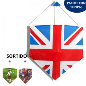 Pipa Grande Celofane Fantasia Grande 44X70Cm com 10 - Ramos & Silva