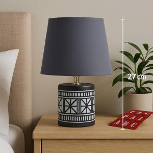Abajur Cerâmica Cinza Decorativo 27Cm Fwb