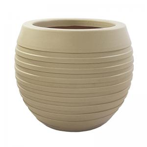 Vaso Plástico Redondo Frisado Bege N2 30Cm - Baeluan