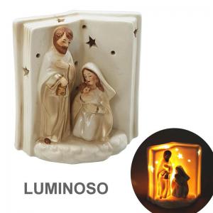 Presepio Porcelana Sagrada Familia 11X7X12Cm com Luz de Led - Wincy Natal