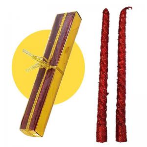 Enfeite Natal Vela com Glitter Vermelho com 2 Peças - Wincy Natal