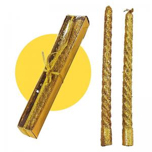 Enfeite Natal Vela com Glitter Dourado com 2 Peças - Wincy Natal
