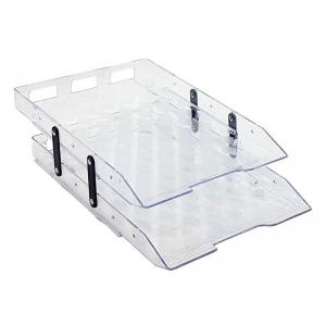 Organizador Plástico 2 Bandejas Cristal Escritório