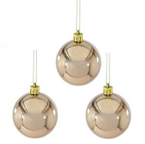 Bola Natal 60Mm Metalizada Champagne com 6 Bolas - Centro Oeste