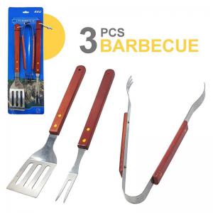 Kit Churrasco Inox Cabo Madeira 3 Peças