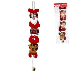 Enfeite Natal para Pendurar Xadrez com Guizo 11X60Cm - Master Christmas