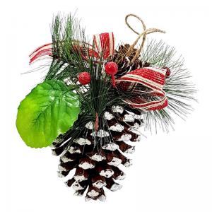 Enfeite Natal Pinha com Cerejeira 15Cm - Master Christmas