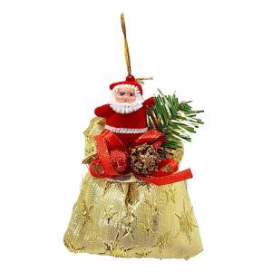 Enfeite Natal para Pendurar Saco Presente com Papai Noel Dourado 14Cm - Master Christmas