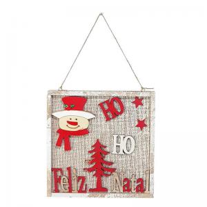 Quadro Natalino Madeira Boneco de Neve 24X24Cm