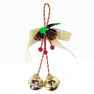 Enfeite Natal Laço para Pendurar Dourado com Guizo 20Cm - Master Christmas