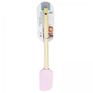 Espátula Silicone Rosa Cabo Madeira 26Cm Presente
