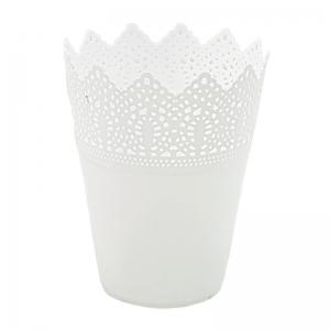 Vaso Decorativo Branco Plástico Rendado 13,5X10Cm