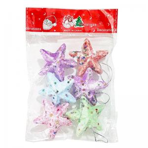 Enfeite Natal Estrela Colorida Brilho Nevada 5Cm com 6 Unidades - Centro Oeste