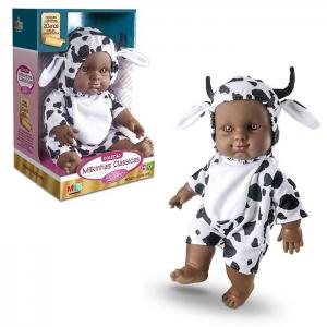 Boneca Milkinhas Classica Negra Fantasia Vaquinha 100% Vinil 32Cm - Milk