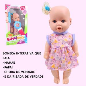 Boneca Colecao Baby Primeiros Sons de Bebe 33Cm - Milk