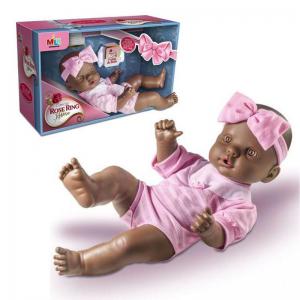 Boneca Bebe Coleção Rose Ring Reborn Negra 100% Vinil 40Cm - Milk