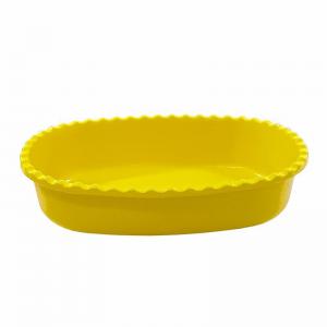 Saladeira Oval Plástica Amarela 35X23Cm