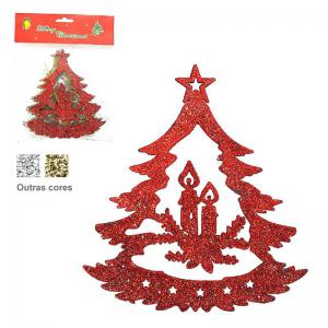 Enfeite Natal Ávore com Glitter para Pendurar Dr/Pt/Vm com 4 Unidades 12Cm - Centro Oeste