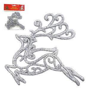 Enfeite Natal Rena para Pendurar com Glitter Prata 14Cm com 2 - Centro Oes