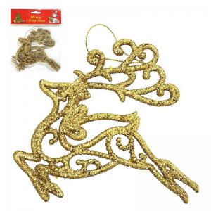 Enfeite Natal Rena para Pendurar com Glitter Dourada 14Cm com 2 - Centro Oes