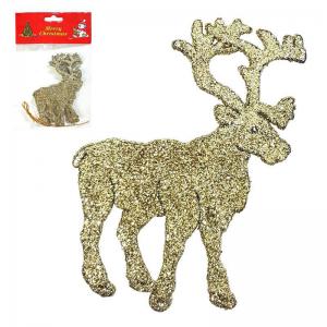 Enfeite Natal Rena para Pendurar com Glitter Dourado 8Cm com 4 - Centro Oes