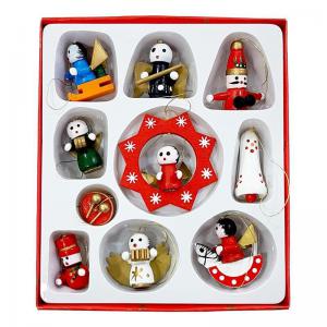 Enfeite Natal para Pendurar Decorado Madeira Mini com 10 Peças - Wincy Natal