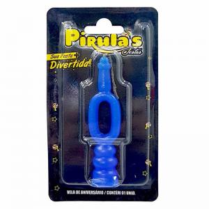 Vela Aniversário Combat Azul N.0 - Pirulas