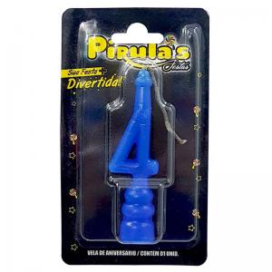 Vela Aniversário Combat Azul N.4 - Pirulas