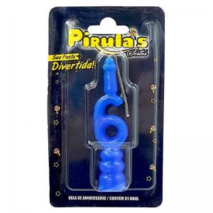 Vela Aniversário Combat Azul N.6 - Pirulas
