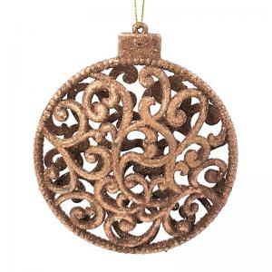 Bola Natal Borda Vazada Rose com Glitter Unidade - Wincy Natal