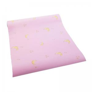 Papel Decorativo de Parede Autoadesivo Infantil Rosa com Lua 45Cmx10M - Saz