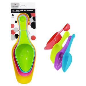 Kit Colher Medidora Plástica Colorida com 4 Peças - Barcelona