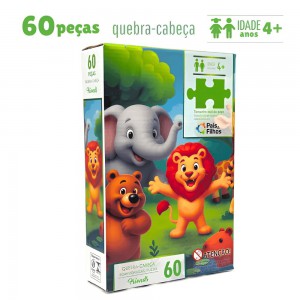Quebra Cabeça Animais Friends com 60 Peças - Pais e Filhos