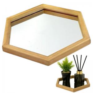 Bandeja Sextavada Pinus Envelhecido Espelho Decorativo