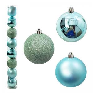 Bola Natal 80Mm Metalizada Fosca e com Glitter Verde Hortela Tubo com 8 Unidades - Cromus