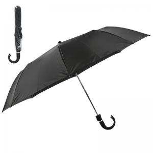Guarda Chuva Preto Cabo Curvo 90Cm Grande Resistente 8 Varetas Chuva