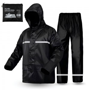 Capa Chuva Motoqueiro Completa Jaqueta Calça Impermeável Capuz Faixa Refletiva