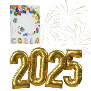 Balao Metalizado Dourado 2025 40Cm - C.o